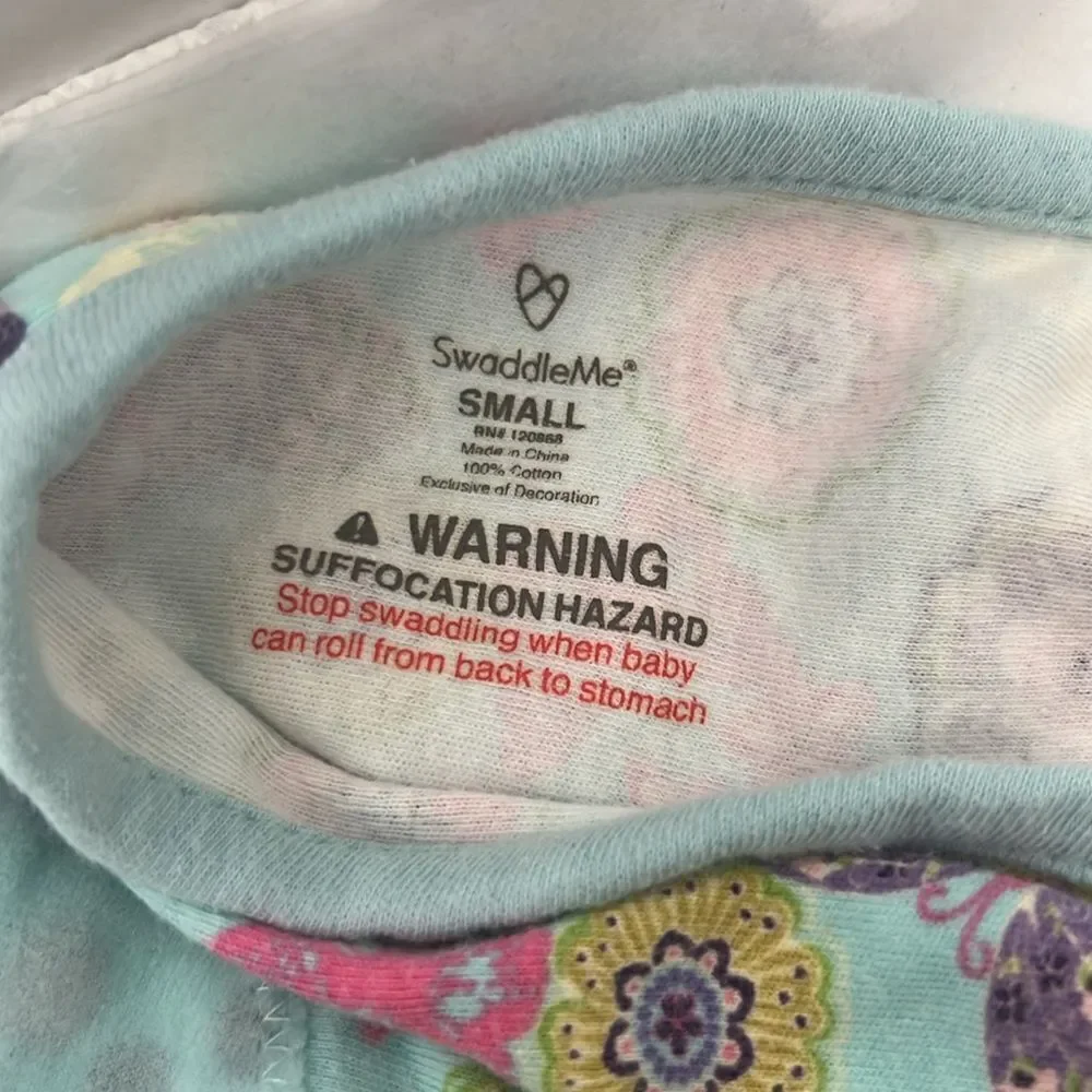 Swaddle me mint green with flower and butterfly print cotton swaddle Size small